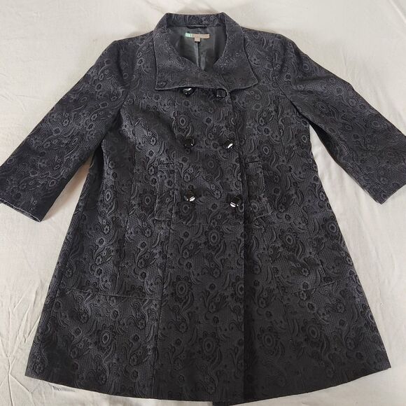 Halogen Jackets & Blazers - Halogen Women’s Jacquard Paisley Coat Jacket Gray Double Breasted Size L